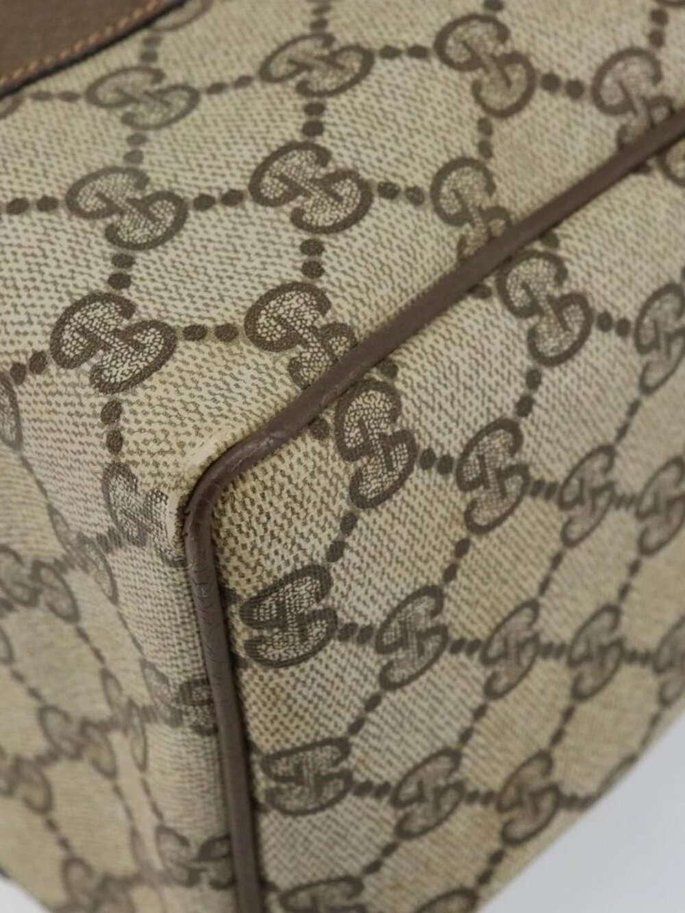 GUCCI GG Supreme Web Sherry Line Boston Bag PVC Beige Gold 010 378 Auth 159328 - Picture 4 of 16